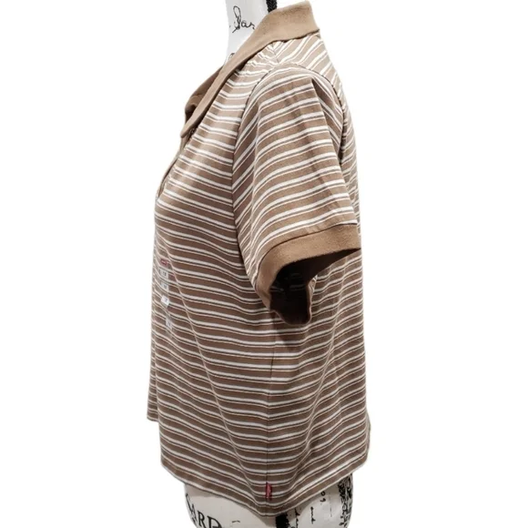 Levi's Short Sleeve Striped Cropped Polo Style Top - Picture 2 of 4